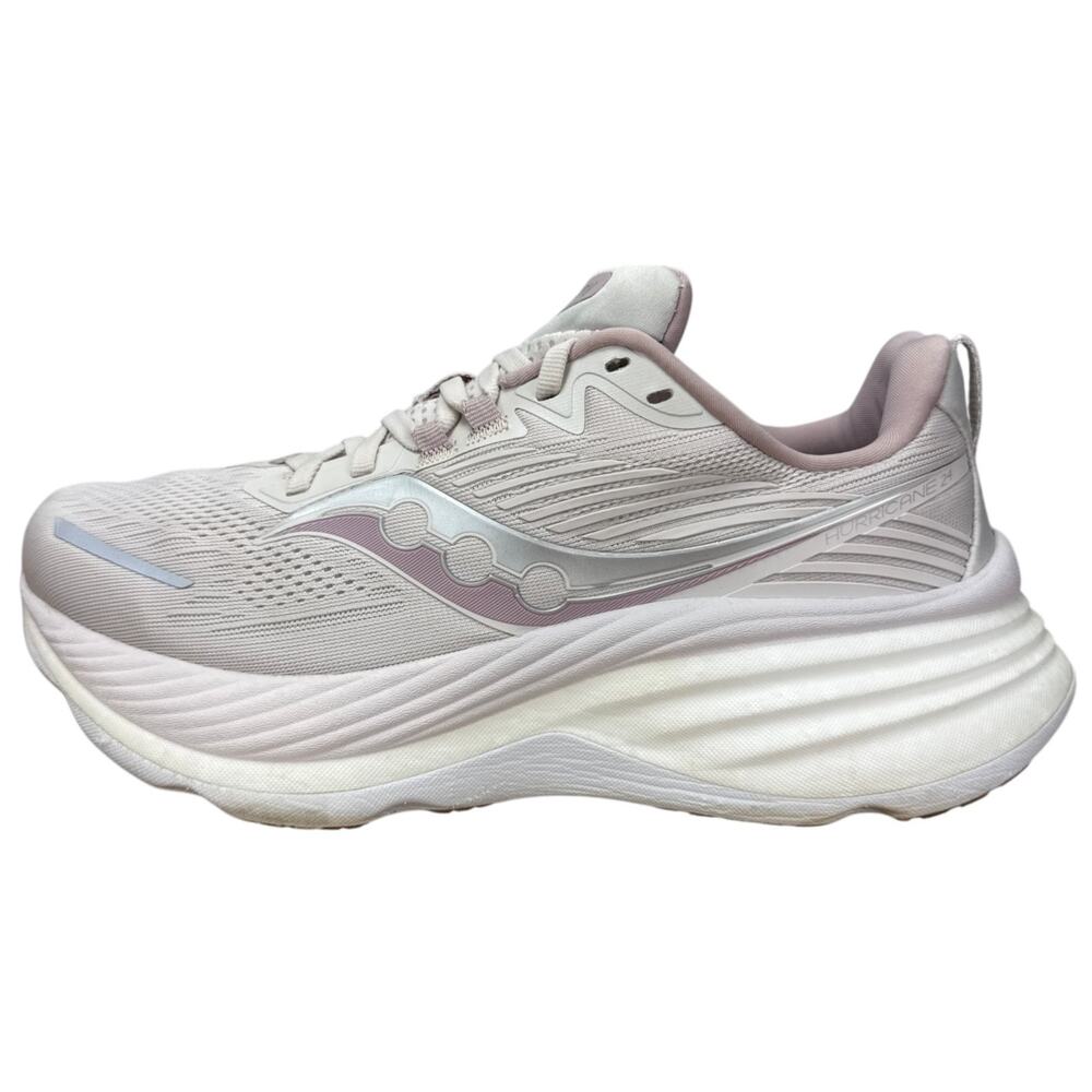 Saucony Hurricane 24 Womens 9.5 Moon Light Grey Pink Running Shoes S10933-242